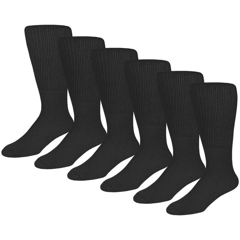 Brooklyn Socks Big and Tall Diabetic Neuropathy Cotton Socks, King Size Mens Athletic Crew and Quarter Socks (Size: 13-16) (Extra Wide - Black, 6) - Image 2